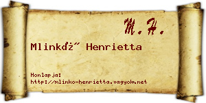 Mlinkó Henrietta névjegykártya